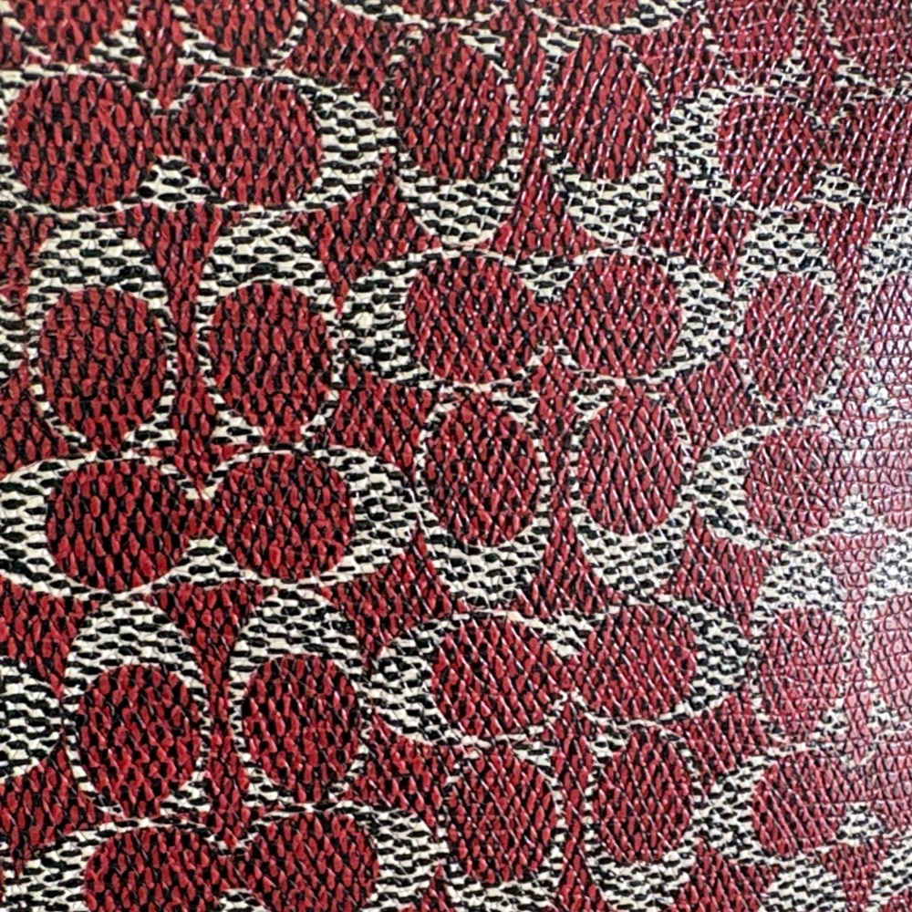 Coach Signature Red Crossbody Bag Leather Trim - Picture 7 of 13
